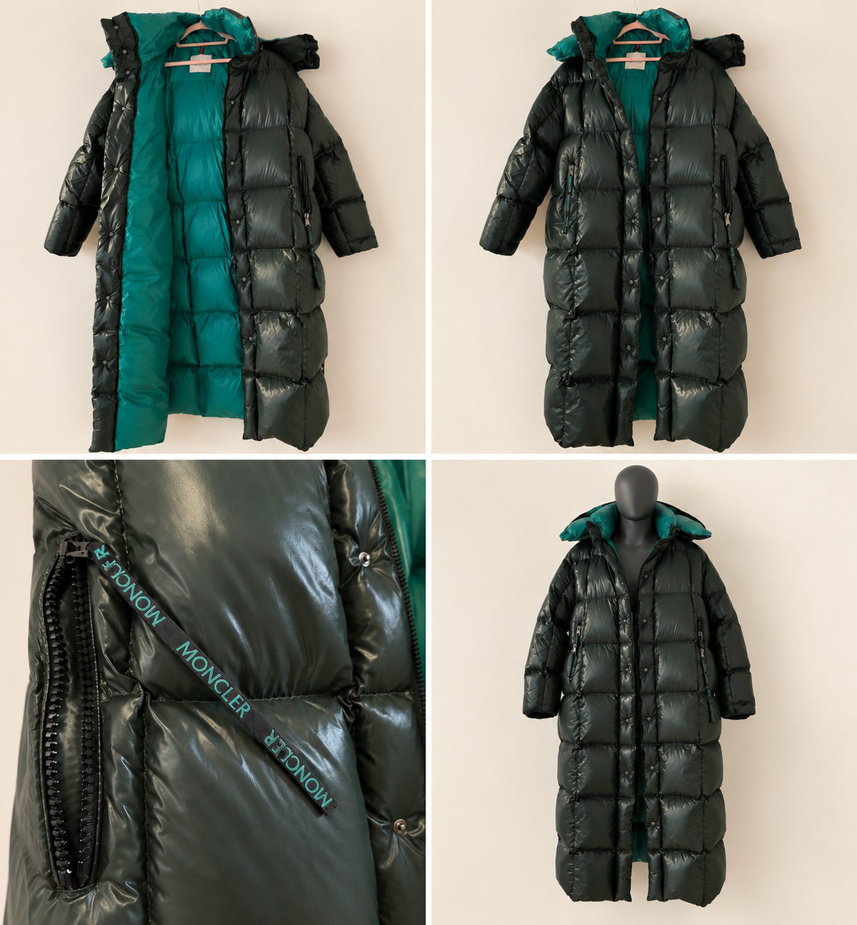 Moncler Daunenmantel Dunkelgrün Grösse 5 XXL